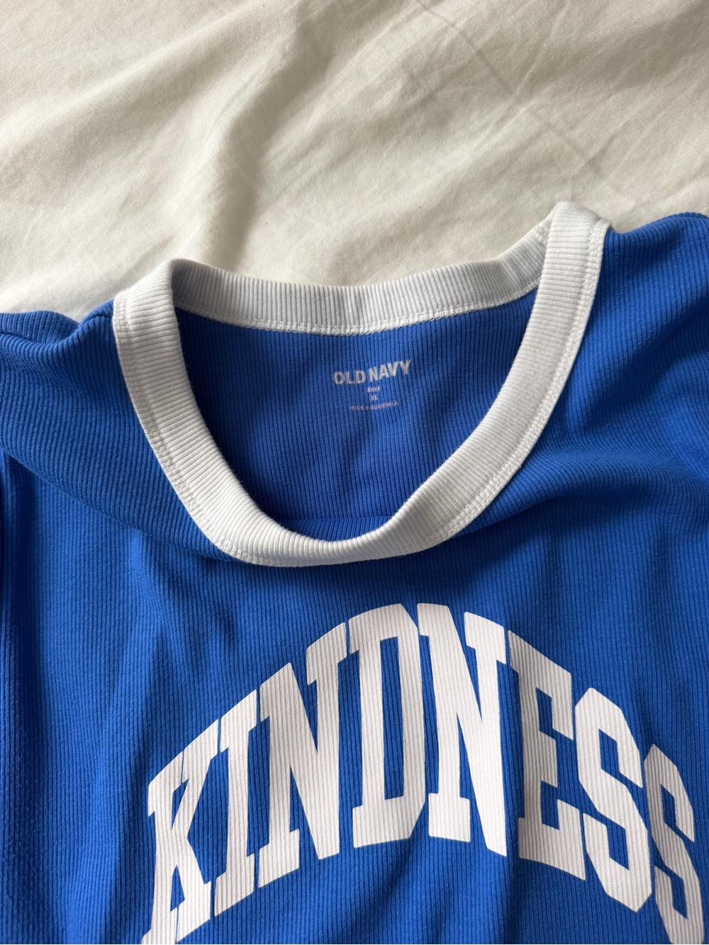 Old Navy Blue Tee with White 'KINDNESS' Print